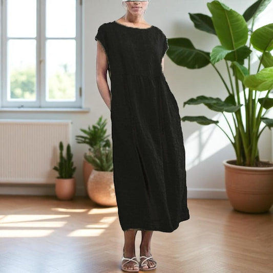 Womens Vintage Cotton Linen Dress